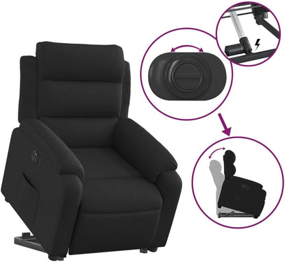 Relaxstoel met opstahulp – Elektrische relaxstoel – Tv-stoel – Ligstoel – Elektrische fauteuil – Zwarte stof – Kantelfunctie tot 135 graden – Comfortabele elektrische ligfunctie