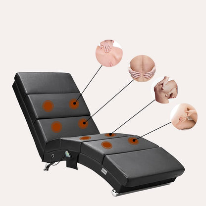 Casaria Relax Chair XXL Massage and Heating Function 186x89x55cm Ergonomic Fabric Upholstered 180 kg Load Capacity Living Room Chaise Longue Relax Chair Black - QUORE