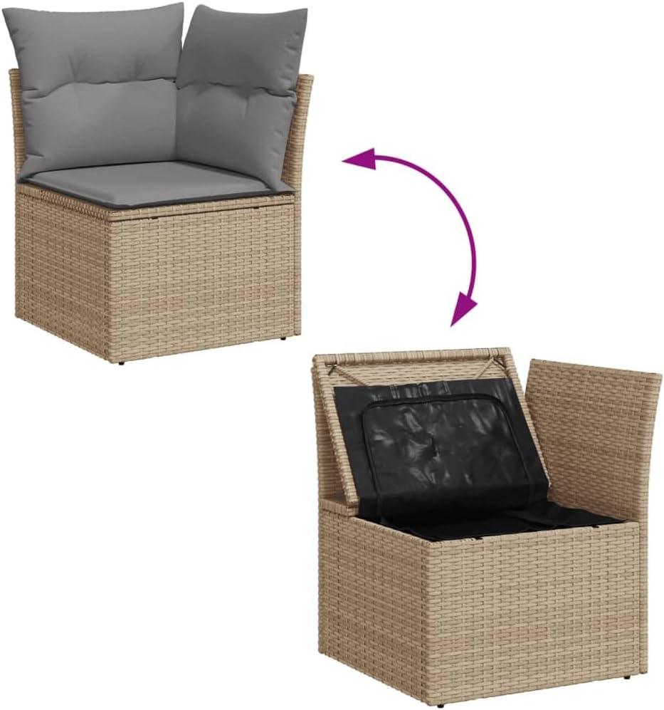 vidaXL 4-piece Lounge set with cushions poly rattan mixed beige - QUORE