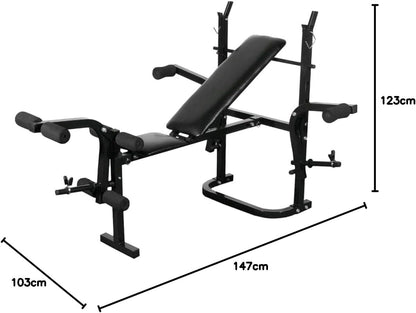 Halterbank – Fitnessbank – Trainingsbank – Bench Press – Sportbank – Verstelbaar In 4 Standen – Inclusief 30,5 kg Halterset