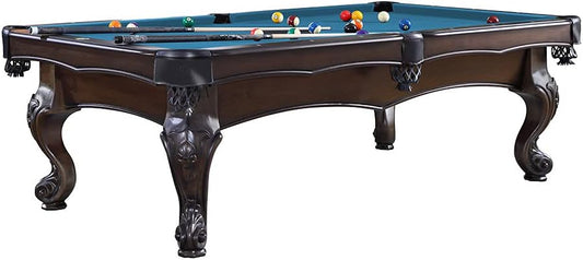 Billiard table pool table model Artemis 8 ft. with high-quality K-55 band rubber and free cloth selection, color cloth: Electric Blue - QUORE