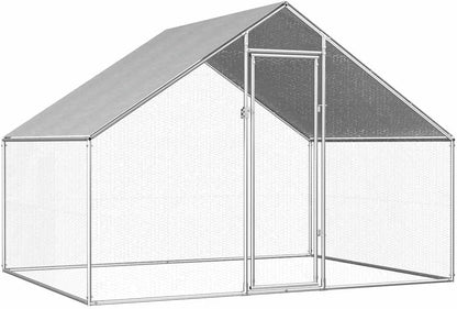 vidaXL Chicken Coop Poultry Animal Hens Chicken Coop Stay Cage Chicken Enclosure Chicken Coops Pet Animal Chicken Cage Galvanized Steel - QUORE