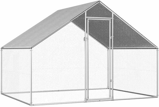vidaXL Chicken Coop Poultry Animal Hens Chicken Coop Stay Cage Chicken Enclosure Chicken Coops Pet Animal Chicken Cage Galvanized Steel - QUORE