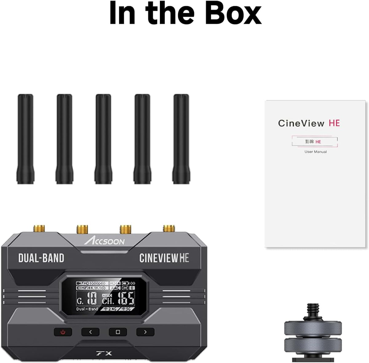 Accsoon - CineView HE - Zender - HDMI - 1080p 23.98/24/25/29.97/30/50/59.94/60fps - Latentie <0.06s - Transmissiebereik 365,8 m