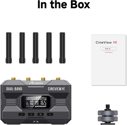 Accsoon - CineView HE - Zender - HDMI - 1080p 23.98/24/25/29.97/30/50/59.94/60fps - Latentie <0.06s - Transmissiebereik 365,8 m