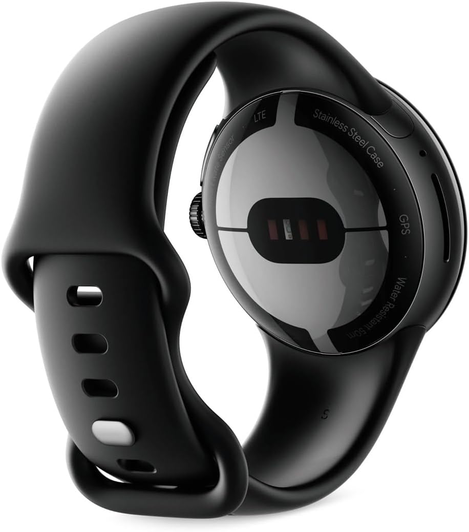 Google Pixel Watch - Android smartwatch met activiteitstracker en analyse - behuizing van roestvrij staal mat zwart met sportarmband kleur vulkanisch zwart, wifi/BT