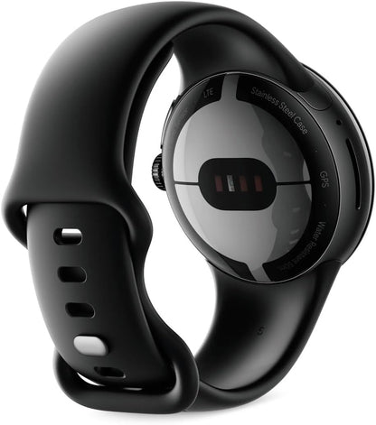 Google Pixel Watch - Android smartwatch met activiteitstracker en analyse - behuizing van roestvrij staal mat zwart met sportarmband kleur vulkanisch zwart, wifi/BT