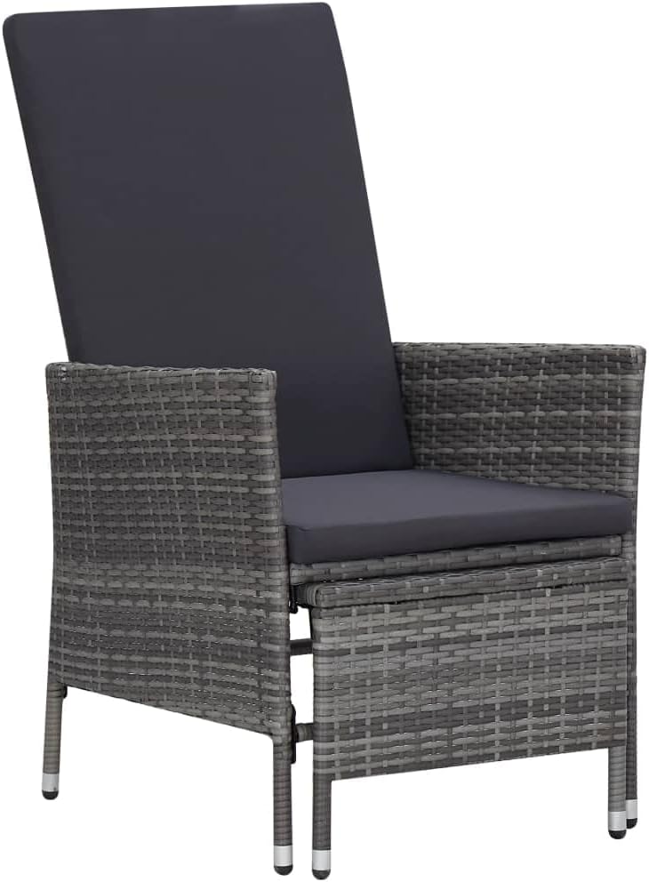 vidaXL 2-piece lounge set with cushions poly rattan grey - QUORE