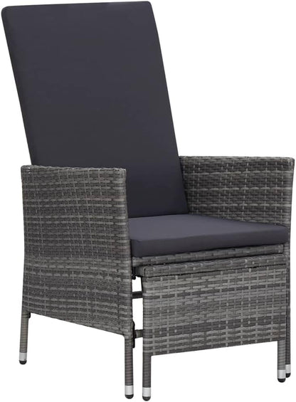 vidaXL 2-piece lounge set with cushions poly rattan grey - QUORE