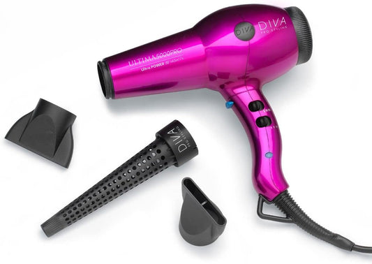 DIVA Pro Styling Ultima 5000 Pro Föhn - 2200W, 4 warmte- en 2 snelheden - True Cold Shot, roze