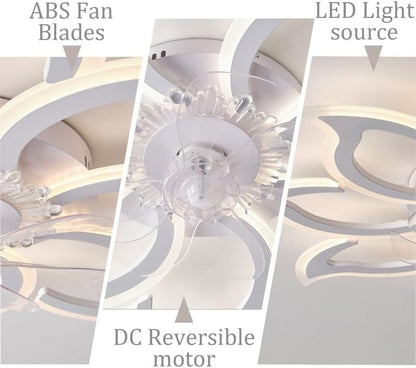 Grote verstelbare led-plafondventilator met modern omkeerbaar licht en stille afstandsbediening, 6 snelheden, wit