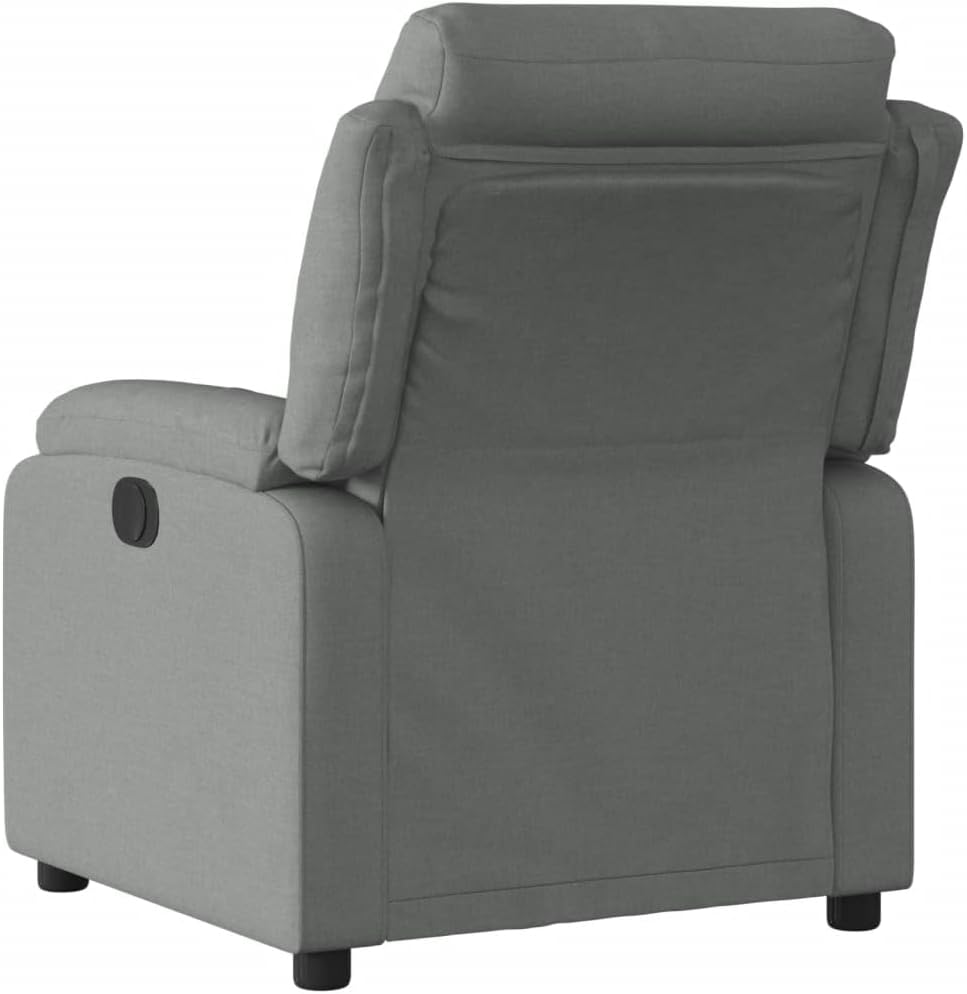 Relaxstoel donkergrijs stof TV fauteuil met ligfunctie, enkele ligstoel relaxstoel voor woonkamer, slaapkamer handmatig kantelsysteem mA5 - QUORE