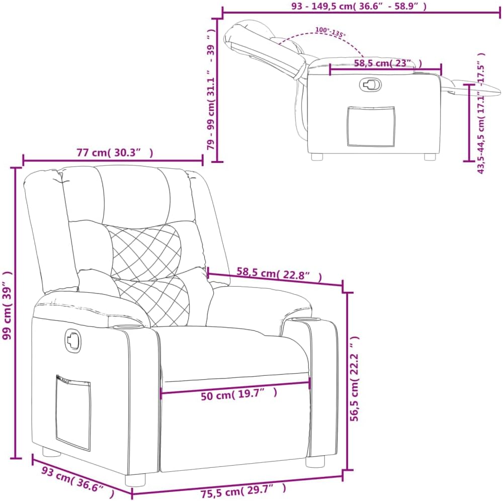 vidaXL Fauteuil verstelbaar kunstleer grijs, relaxfauteuil, relaxstoel, armstoel, leunstoel, luie stoel, tv stoel, standenstoel, fauteuil stoel