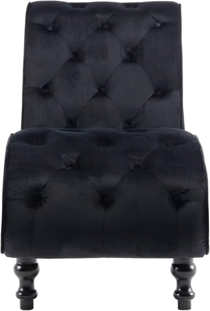 Gecheer Relax Chair Ergonomic chaise longue, chaise longue, lounger chair, lounge chair 145 x 52 x 77 cm (L x W x H) armchair, sofa chair, upholstered lounger with fringes, velvet black