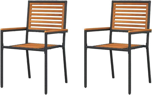 Stapelbare tuinstoelen – tuinstoelen – buitenstoelen – terrasstoelen – balkonstoelen – zwart poly rattan – weerbestendig materiaal – stapelbaar ontwerp