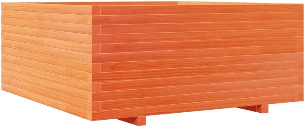 Flower Box Wax Brown 110 x 110 x 49.5 cm Solid Pine Wood Flower Box on Legs Pot with Trellis Planter Patio - QUORE
