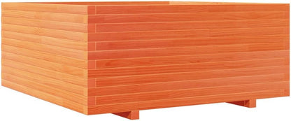 Flower Box Wax Brown 110 x 110 x 49.5 cm Solid Pine Wood Flower Box on Legs Pot with Trellis Planter Patio - QUORE