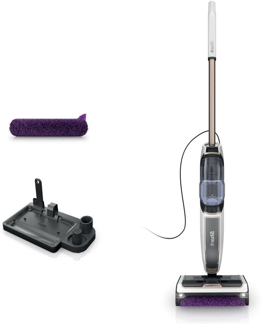 Shark SteamPickUp 3-in-1 Steam Mop for Hard Floors, Chemical Free, Cleans & Separates Wet & Dry Dirt, 420ml Content, Inc. Extra Brush Roll, Storage Station & Brush Roll Holder, White SD200EU - QUORE