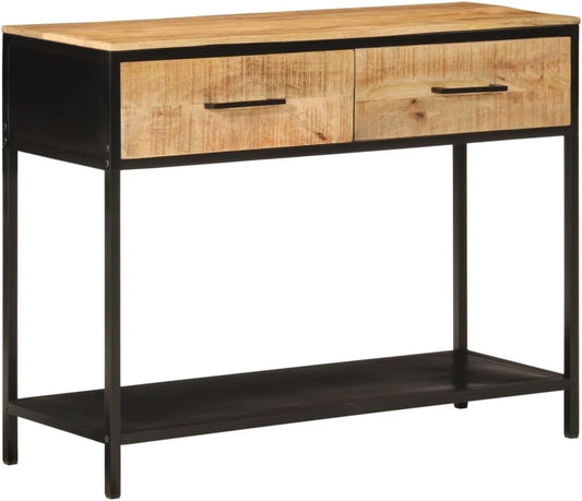 vidaXL Wall table 100x35x76 cm solid mango wood and iron, cabinet, hallway cabinet, hallway cabinet, side cabinet, entrance cabinet, side shelf, high shelf, TV console, media cabinet