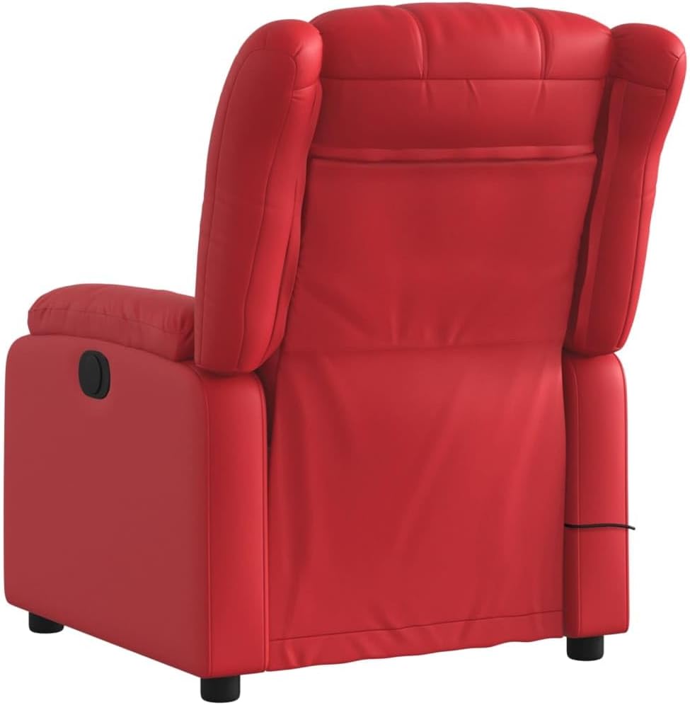 Massagestoel – Relaxfauteuil – Ligstoel – TV Stoel – Kunstleren Fauteuil – Verstelbaar tot 135° – 6-Punts Vibratiemassage zonder Verwarming – Dieprood