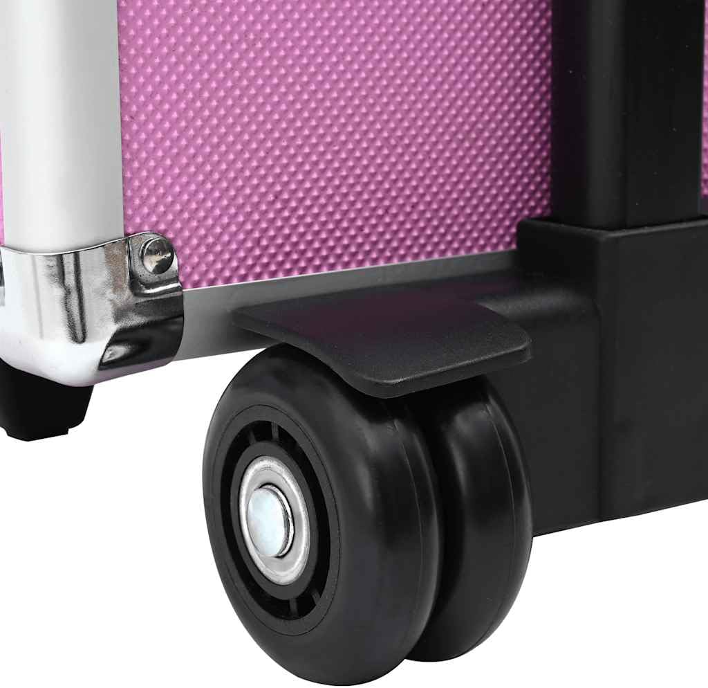 vidaXL Make-Up Trolley Aluminium Roze Koffer Opmaaktrolley Cosmeticatrolley