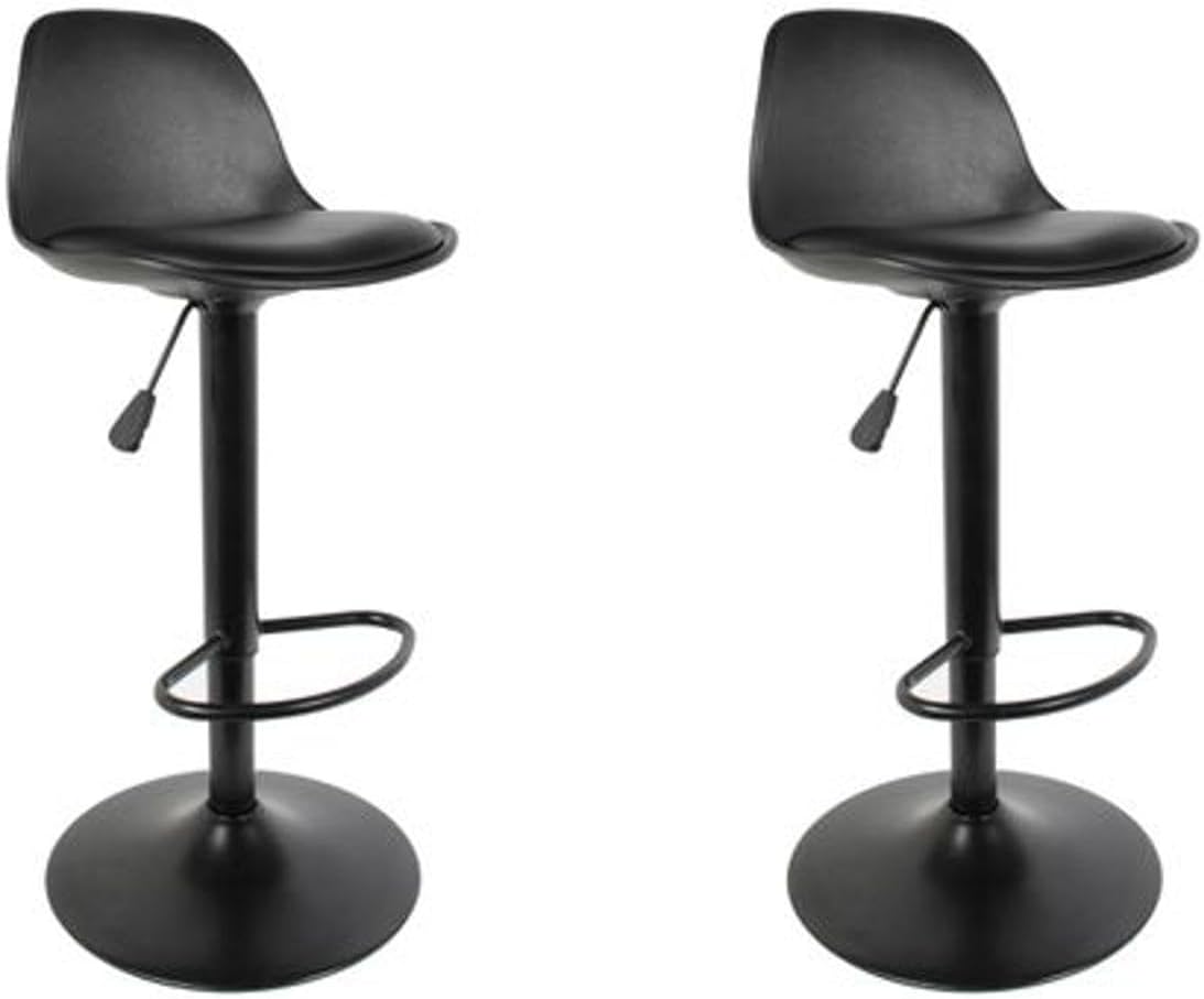 HOME DECO FACTORY HD6215 Set van 2 zitkrukken, bovenstoel, bar, zwart, PU, kunststof, andere Ty, 38 x 41,5 x 104 cm