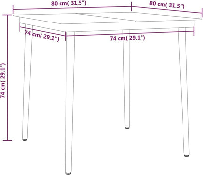 5-delige tuin-eetgroep, zwart, loungeset terrasmeubels voor tuin, terras, balkon, maat 80 cm, tafellengte 99620 - QUORE