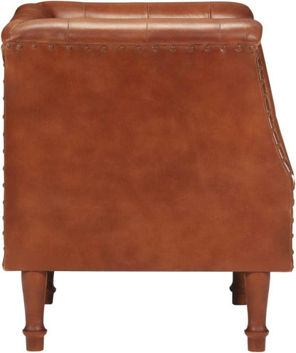 Armchair Brown Genuine Leather Lounge Chair TV Chair Recliner Chair Office Chair for Bedroom Living Room Study Office
