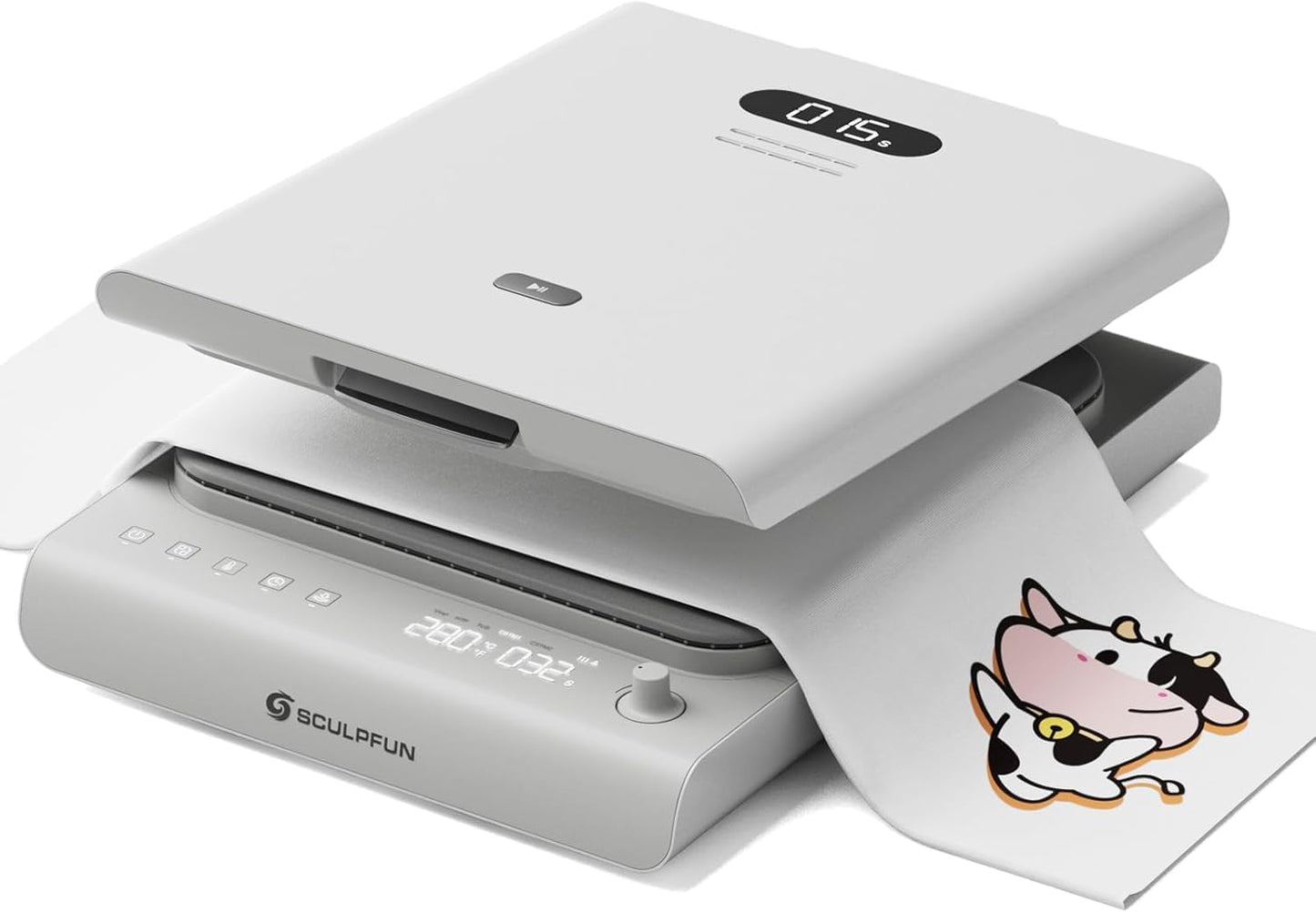 Automatische Warmtepers – Transferpers – Persmachine – Heat Press – Textielpers – Opwaartse Druk – 38 x 38 cm – 3 Drukniveaus Tot 80 kg