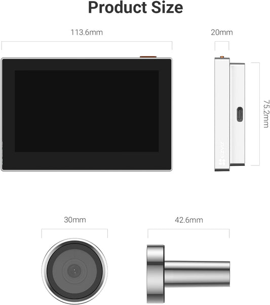 Beveiligingscamera Buiten - Draadloze IP-camera - WLAN Deurkijker  - Videodeurbelcamera - met 146° Groothoek - 2200mAh Batterij - 2,4GHz - Weerbestendig - Zilver