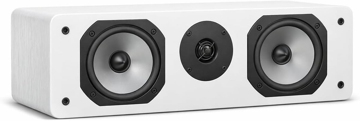 Dynavoice Challenger C-5 Wit. Passieve Center Luidspreker 2 Weg 120W 8 Ohm. Dubbele 5,25 Inch Woofer en 1 Inch Tweeter. Home Cinema HiFi. Bassreflex Achterzijde. VESA 10x10 Compatibel.