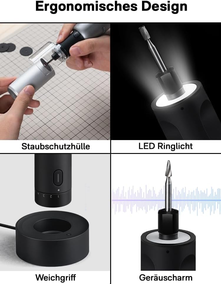 HOTO Draadloos draaigereedschap, 4 V, graveerpen met 35 accessoires, 25.000 omw/min, 5 instelbare snelheden, USB-C-opladen, voor slijpen, polijsten, boren, snijden en knutselen met 3D-printers