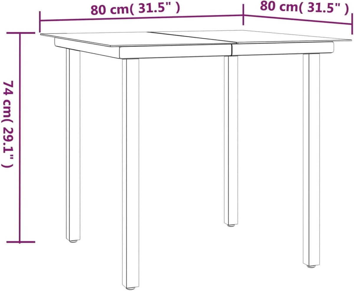 Tidyard Tuin-eetkamerset, glazen tafel en stoelen van gevlochten rieten voor de tuin, eettafel, 3-delig, polyrotan 15#, 1 x tafel, 2 stoelen - QUORE