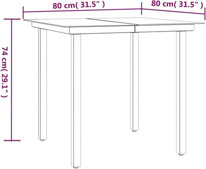 Tidyard Tuin-eetkamerset, glazen tafel en stoelen van gevlochten rieten voor de tuin, eettafel, 3-delig, polyrotan 15#, 1 x tafel, 2 stoelen - QUORE