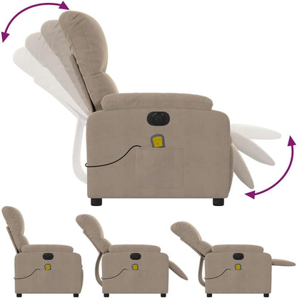Massagestoel – Elektrische Massagestoel – Relaxstoel – Televisiestoel – Ligstoel – 6-Punts Vibratiemassage – Microvezelweefsel Taupe