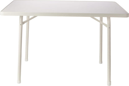 Sieger 120/W tuin-klaptafel met mecalit-Pro-plaat 115 x 70 cm, stalen buisframe wit, tafelblad marmerdecor wit
