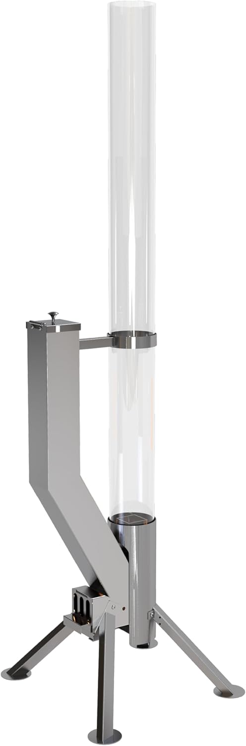 GARDENFLARE Premium vuurkorf - grote roestvrijstalen pelletzaklamp met vlam tot 1,5 m en reinigingsborstel inbegrepen, vuurkolom voor tuin en terras, je duurzame buitensfeervuur (zilver)