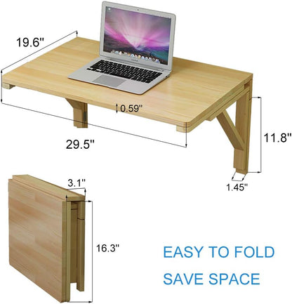 WSSF- Opvouwbare Muurmontage Tafel van Massief Hout - Eettafel, Computer Bureau, Leren en Studie Tafel - Wandmontage - Grootte Optioneel (Maat: 7550cm)
