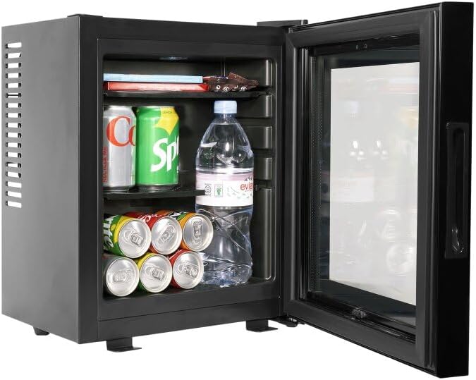 Corby Eton E glazen deur minibar in zwart – EU-stekker