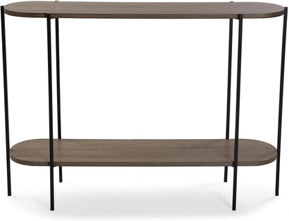 Versa Lizzy Smalle hal of vestibule Entree hal meubilair, Console Tafel, Met bodemplank, Afmetingen (H x B x H) 80 x 25 x 110 cm, Hout en Metaal, Kleur Bruin en zwart