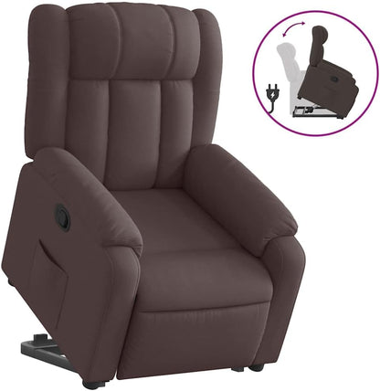 Relaxstoel Met Opstahulp – Elektrische Tv-Stoel – Loungezetel – Ligstoel – Relaxfauteuil – Handmatige Ligfunctie – Donkerbruin Stof – Draagvermogen 110 Kg
