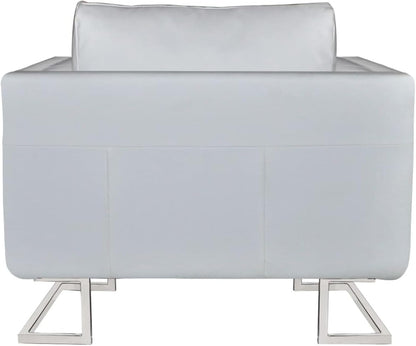 Living room armchair, cockette chair with white chrome faux leather legs, lounge chair, armchair, recliner chair, recliner bedroom j