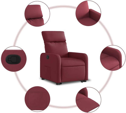 Relaxstoel – Fauteuil – Ligstoel – Tv-Stoel – Opstahulpstoel – Elektrische Opstahulp – Handmatige Ligfunctie – Wijnrode Stof