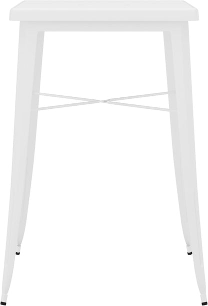 Flash Meubels 23.75'' Vierkant Metaal Binnen-Outdoor Bar Hoogte Tafel hedendaags 93.98 x 65.405000000000001 x 15.24 cm Kleur: wit