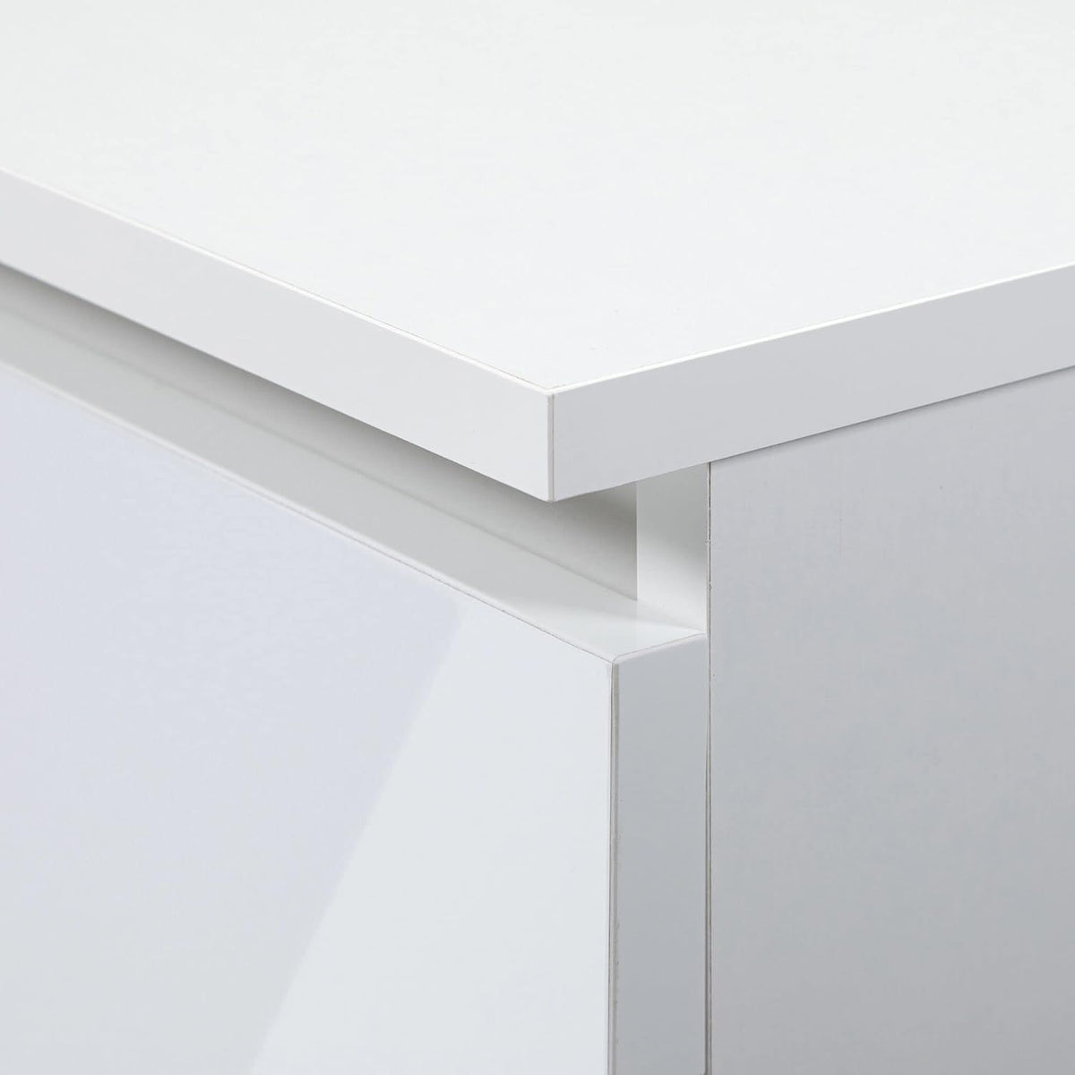 AKORD Corner desk B-20 with 3 drawers, 2 shelves and a shelf with door | desk | corner desk for home office | W155 x H77 x T85, 60 kg | White & White glossy Front - QUORE