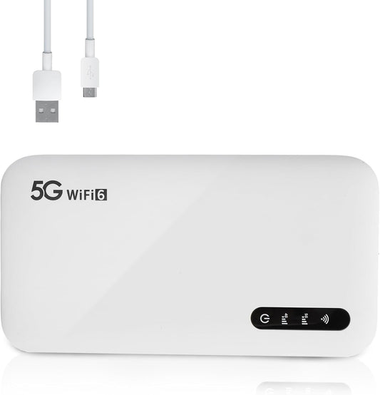 5G WiFi Draagbare Hotspot-router, 2,77 Gbps Ultrasnelle Snelheid, 16 Apparaten, 6100 MAh Batterij, WiFi 6, 5G NR / 4G TDD