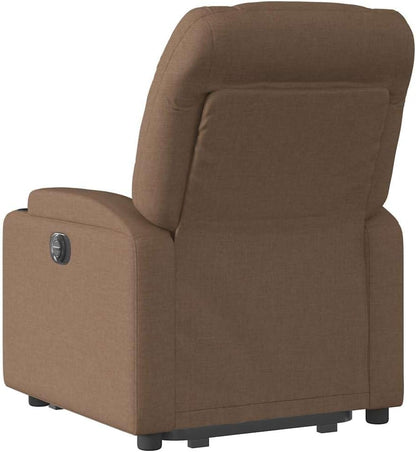 Relaxstoel – Opstahulp Stoel – Tv Stoel – Ligstoel – Fauteuil – Handmatig Verstelbare Ligfunctie – Bruine Stof