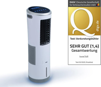 Livington InstaChill - Aircooler met waterkoeling - 3 niveaus - krachtige maxi-tower-luchtkoeler met 8,5L tankvolume voor 12 uur koelen