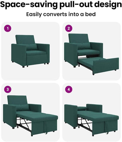 vidaXL Modern Ergonomic Armchair Dark Green | Compact Soft Upholstered Chair For Living Room Stylish Seating With Wheels Comfortable Reading Style Durable Stain Resistant Polyester Chairs Gezell - QUORE