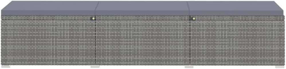 vidaXL 3-piece Sunbed set with tea table poly rattan grey